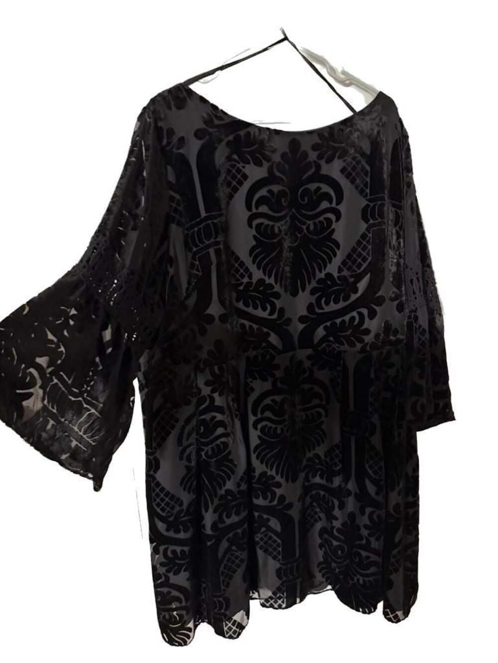Eliza J Women's Plus Size 22W Black Burnout Velvet Bell Sleeve Fit & Flare Dress